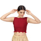 Charming Sleeveless Polyester Blouse with Pompom Detail - Maroon