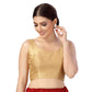 Polyester Sleeveless Saree Blouse - Gold