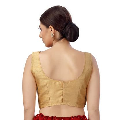 Polyester Sleeveless Saree Blouse - Gold