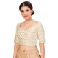 Festive Banaras White Brocade Blouse: Golden Elegance