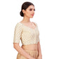 Festive Banaras White Brocade Blouse: Golden Elegance
