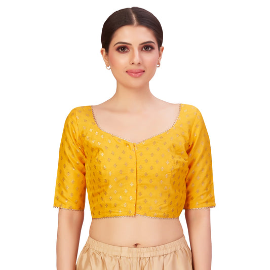 Banarasi Brocade Festive Blouse-yellow