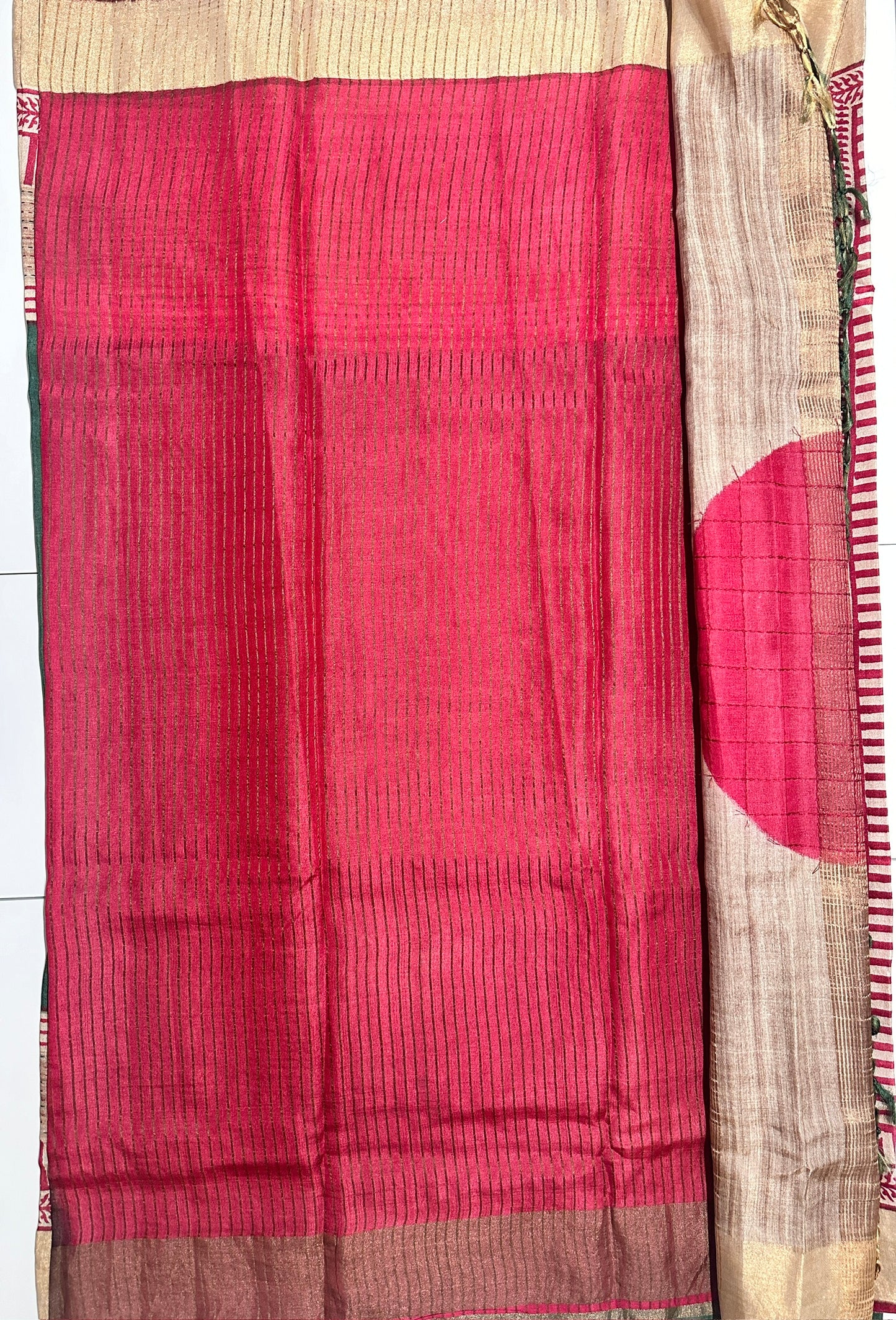 Pure Tussar Silk Saree with Kantha Work