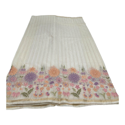 Fancy Chanderi Saree in Off White with All-Over Thread Work