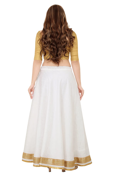 White Raw Silk Lehenga Skirt - Free Size
