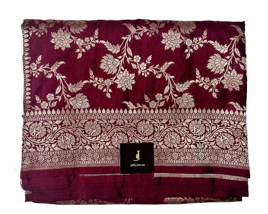 Handloom Pure Katan Silk Saree With Jaal Weaving | Silk Mark Certified