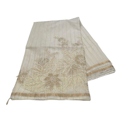 Fancy Chanderi Saree in Off White with Rich Embroidery Work