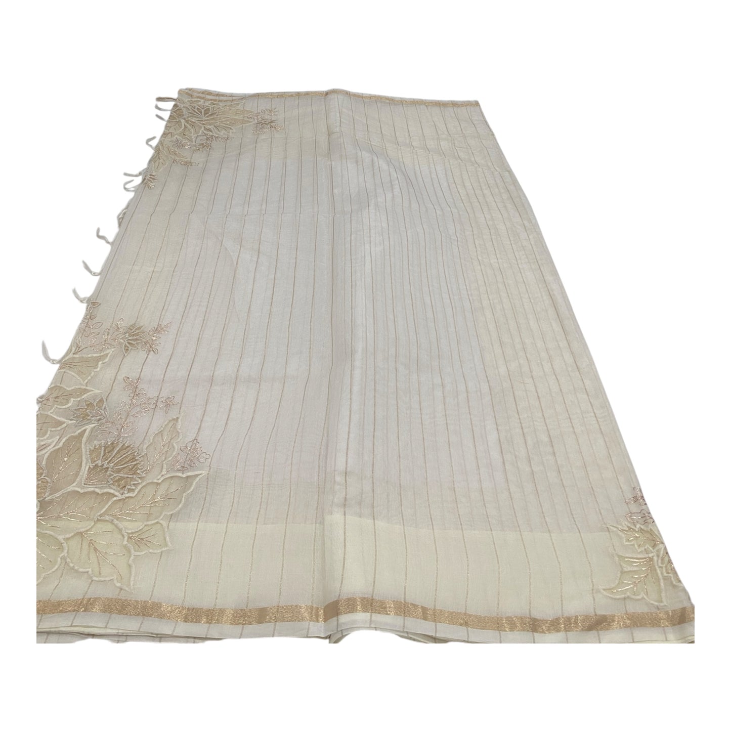 Fancy Chanderi Saree in Off White with Rich Embroidery Work