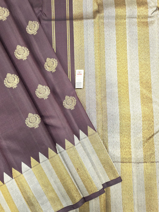 Pure Kanchipuram Silk Saree With 8 Khol Weaving | 1g Gold Zari | Silk Mark Certified