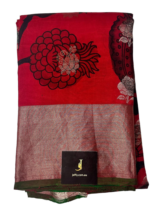 Handloom Pen Kalamakari Pure Kanjivaram Silk Saree