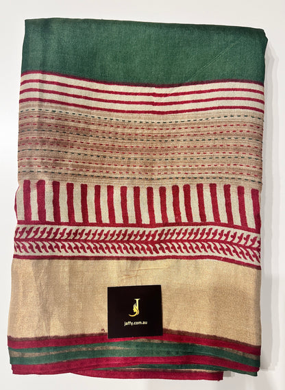 Pure Tussar Silk Saree with Kantha Work