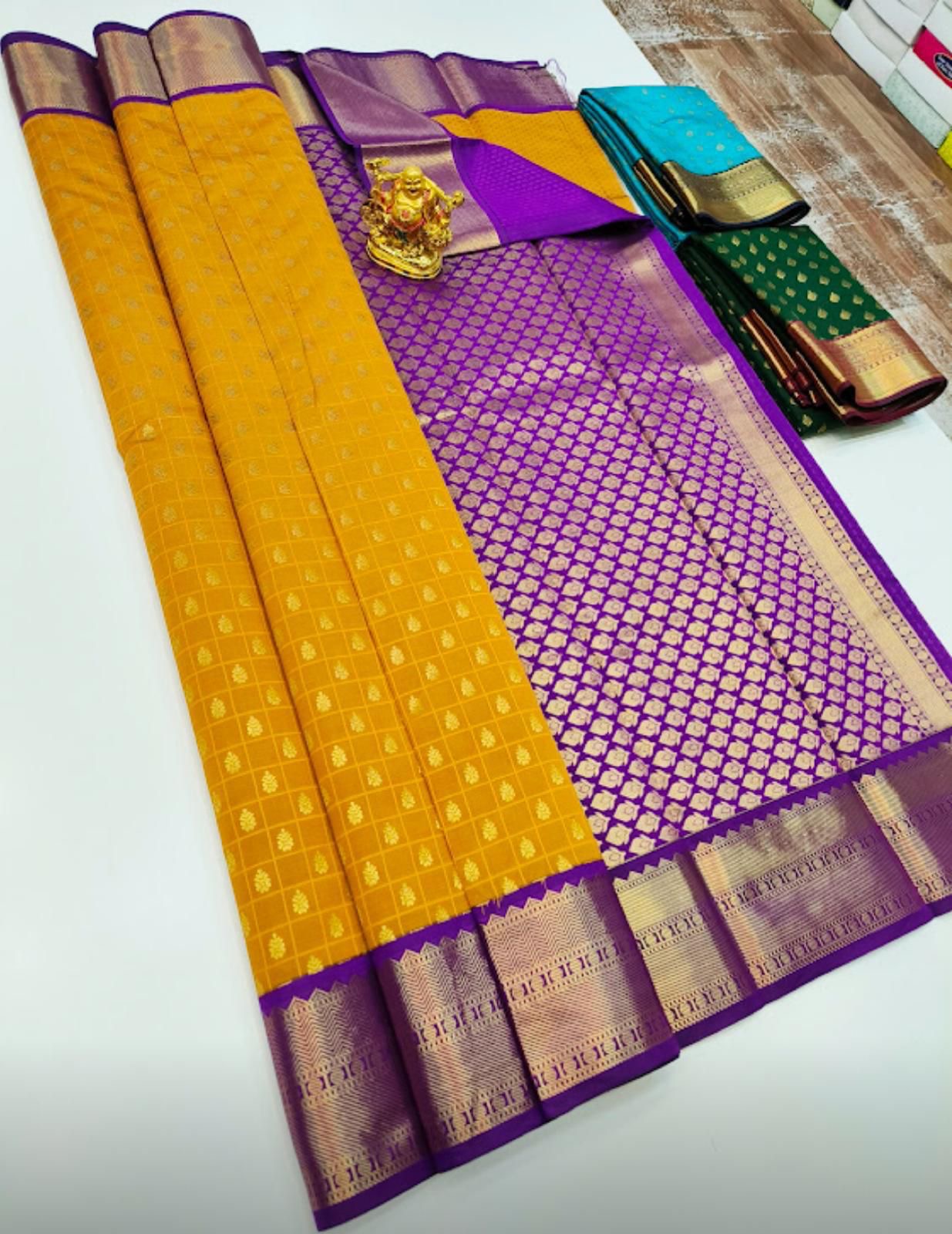 Bridal brocade zari work semi silk saree – www.vannamayil.com