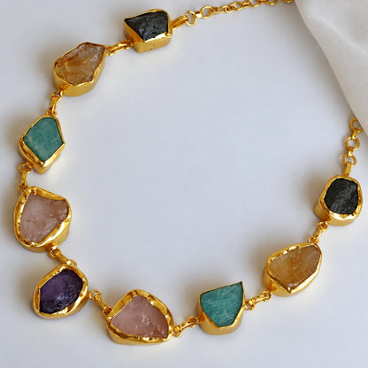 Eminent Multicolour Raw Stone Short Neckpiece