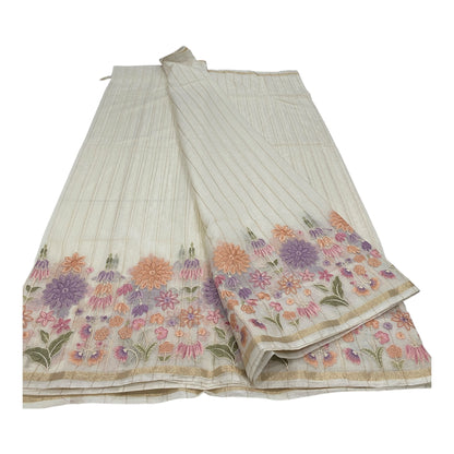 Fancy Chanderi Saree in Off White with All-Over Thread Work