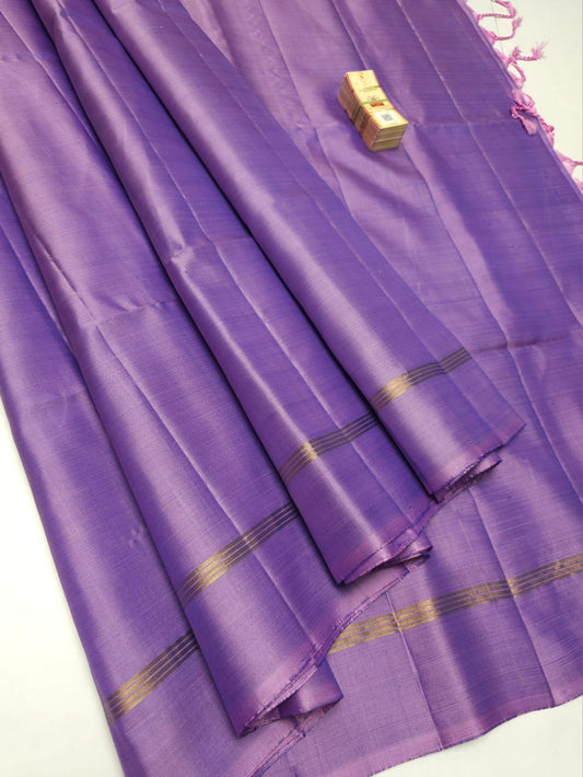 Pure Plain Soft Silk Saree with Zari Lined border | Silk Mark Certified