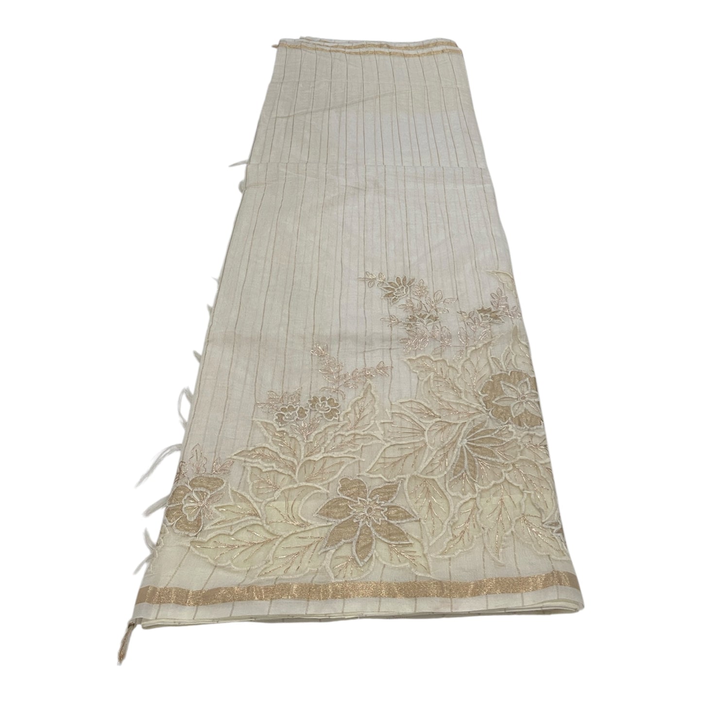 Fancy Chanderi Saree in Off White with Rich Embroidery Work