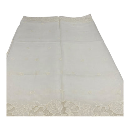 Fancy Kota Saree in White with Scallop Borders and Thread Work