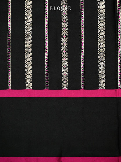 Black Meenakari Boota Satin Silk Handloom Banarasi Saree