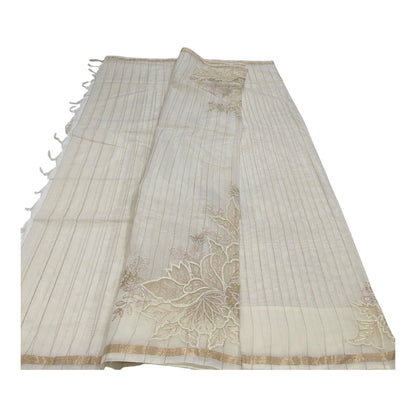 Fancy Chanderi Saree in Off White with Rich Embroidery Work
