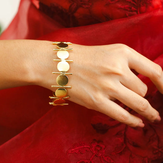 Fresia Gold Finish Coin Line Bangle