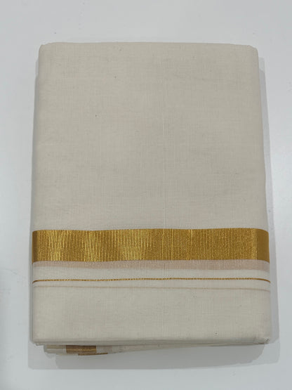 Premium Kerala Handloom Golden Border Mundu