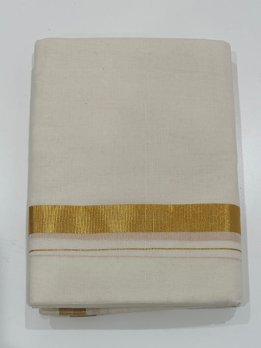 Premium Kerala Handloom Golden Border Mundu
