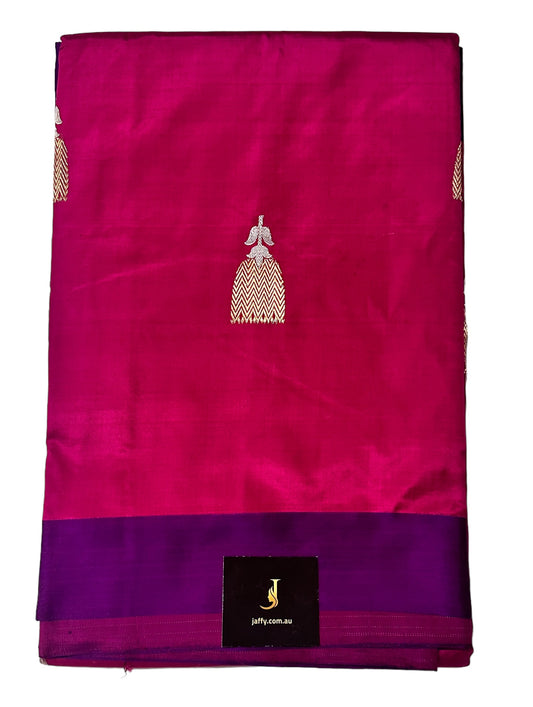 Handloom Pure Katan Silk Saree With Sonarupa Weaving And Satin Border