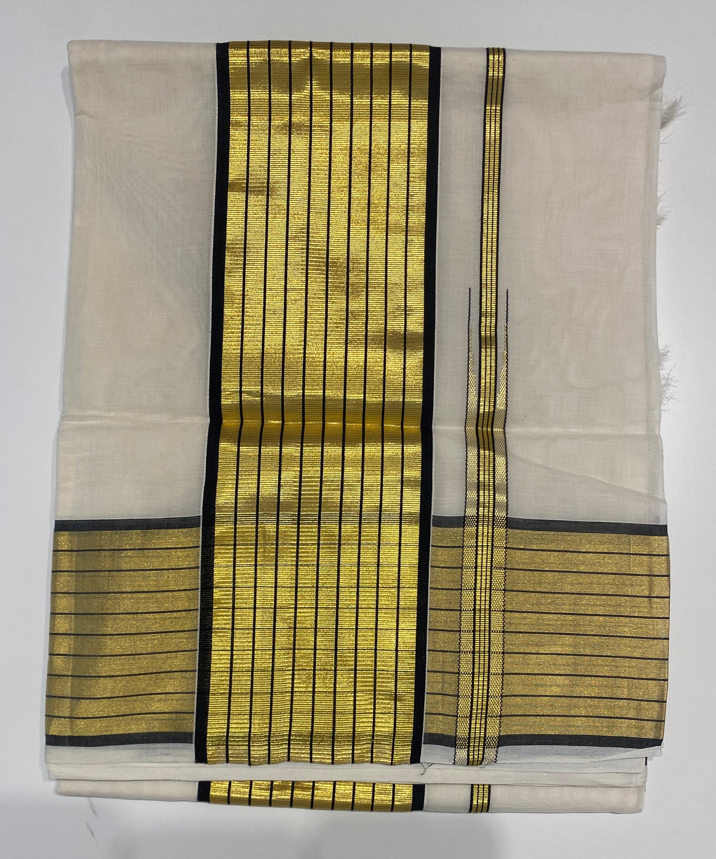 Handloom Kerala Set Saree for Onam with Gold and Black Zari