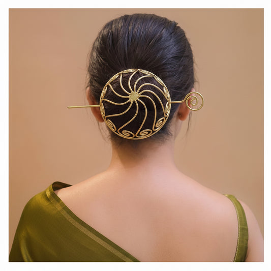 Golden Hair Bun Cage with Stick