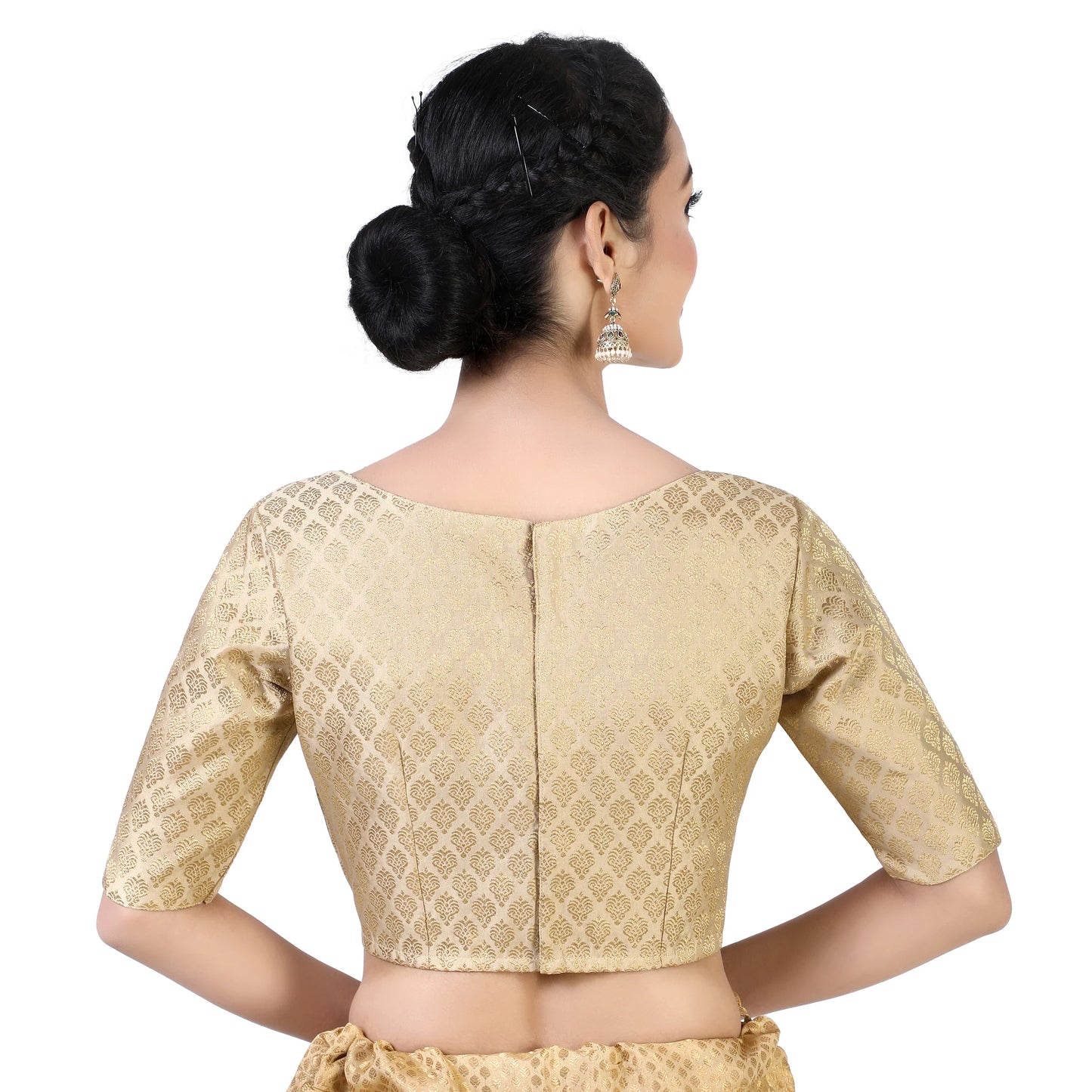 Gold Pastel Brocade Polyester Blouse