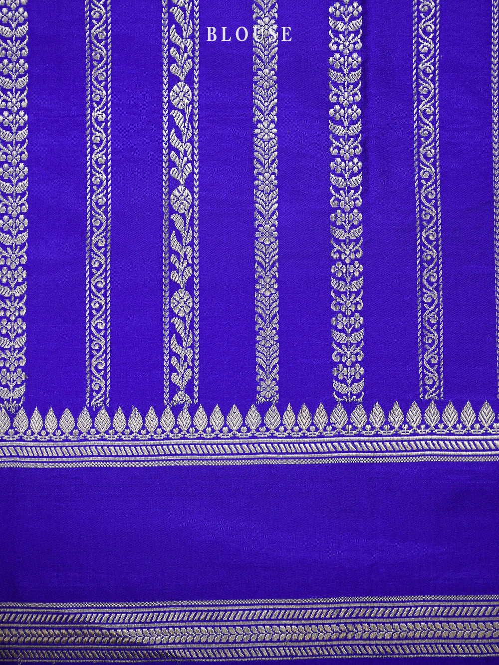 Royal Blue Plain Satin Silk Handloom Banarasi Saree