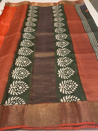 Pure Tussar Silk Saree with Kantha Work