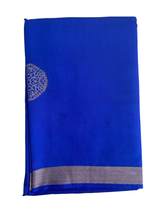 Raw Mango Puna Katan Silk Saree | Royal Blue