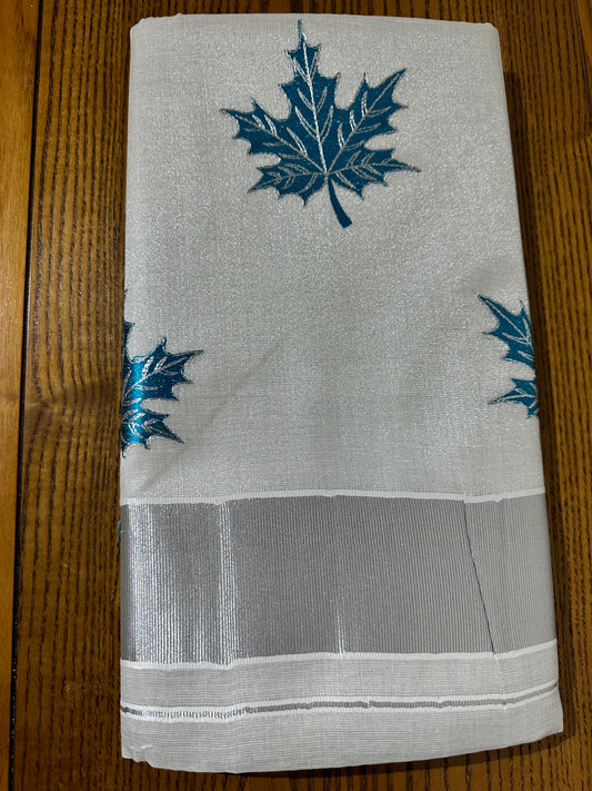 Silver Tissue Saree With Patterns