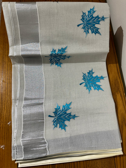 Silver Tissue Saree With Patterns