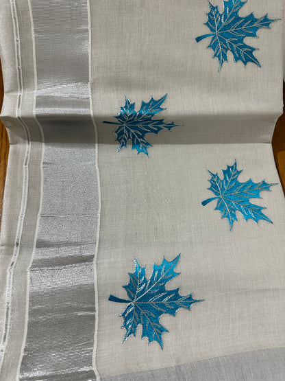 Silver Tissue Saree With Patterns