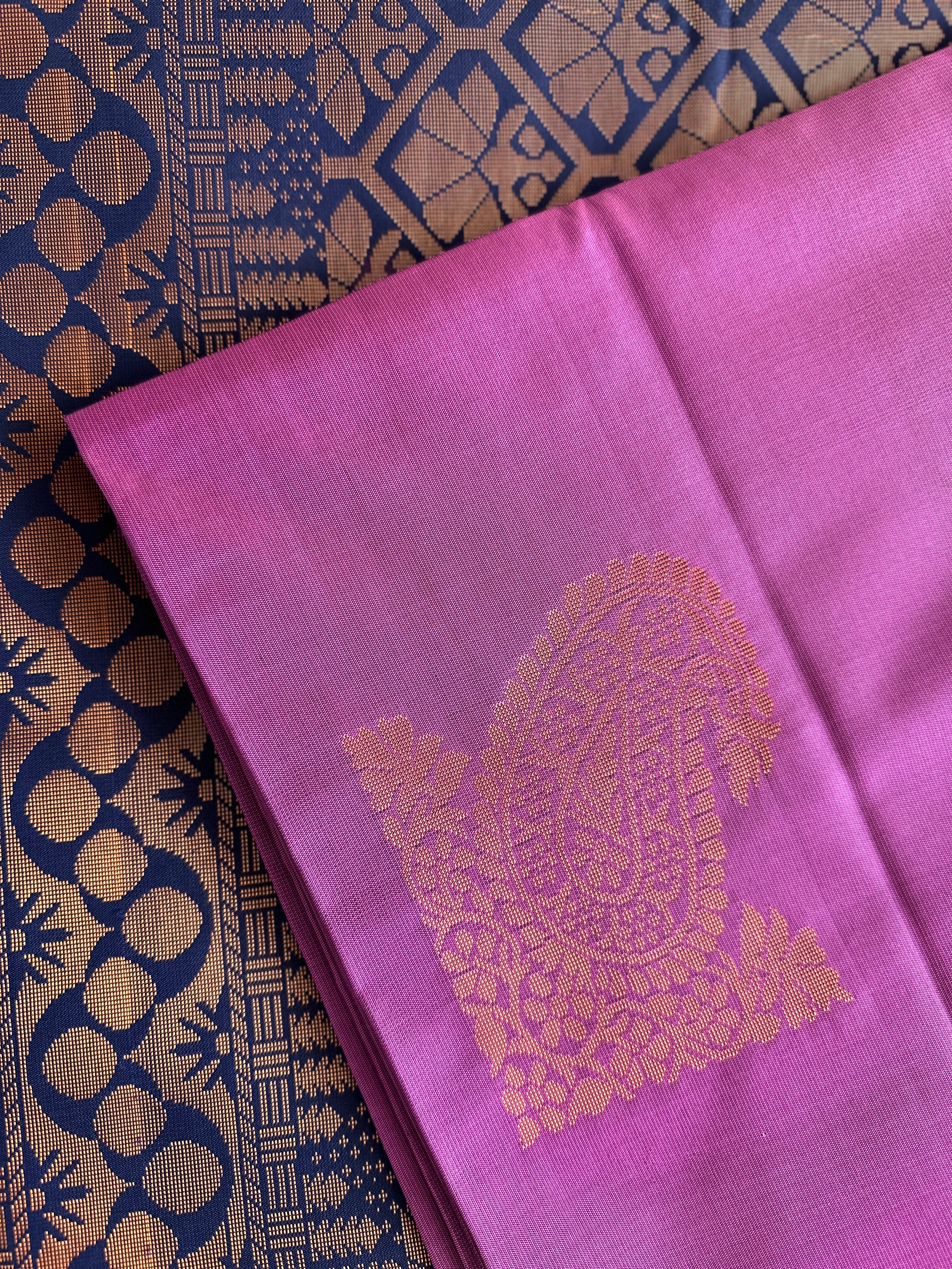 Banarasee Handwoven Semi Silk Saree With Buta Design-Violet(Pink Tone)