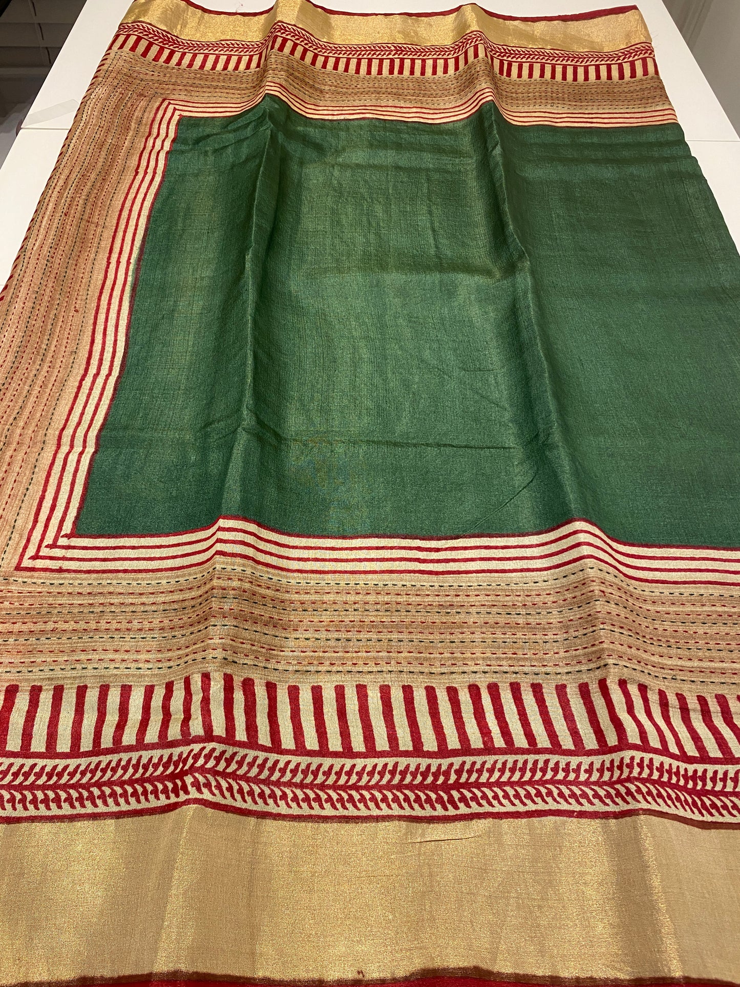 Pure Tussar Silk Saree with Kantha Work