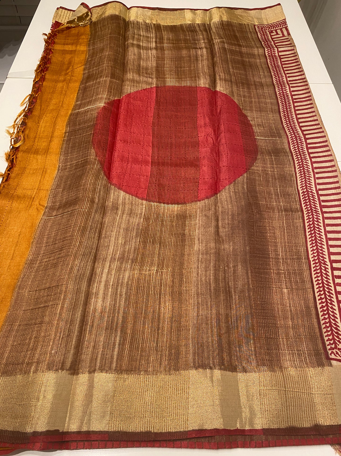 Pure Tussar Silk Saree with Kantha Work