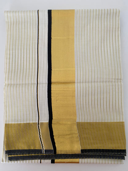 Onam Set Saree with Black and Gold Border