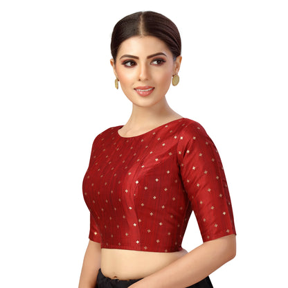 Brocade Polyester Blouse - Maroon