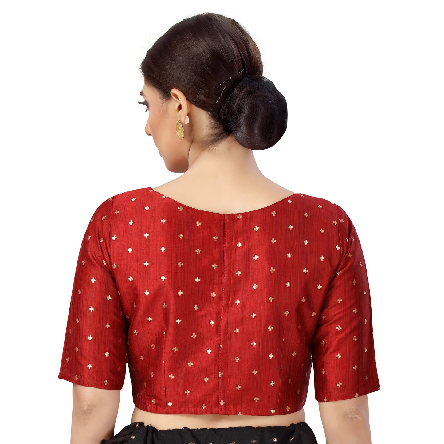 Brocade Polyester Blouse - Maroon