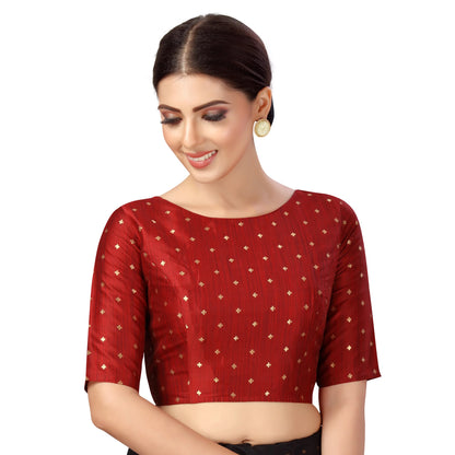 Brocade Polyester Blouse - Maroon