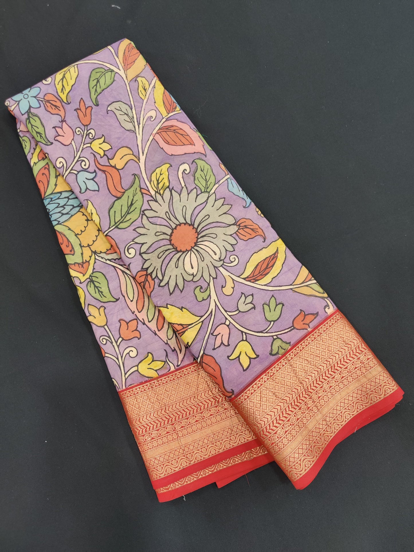 Silk Saree With HandPainted Kalamkari Design
