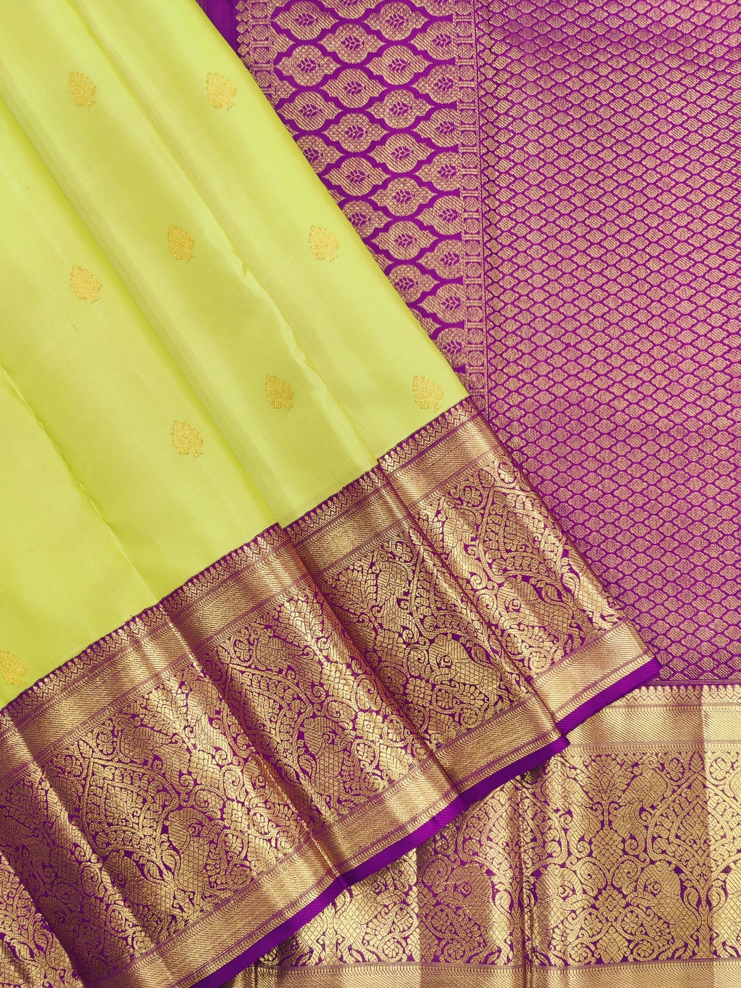 Pure Kanchipuram Korvai Silk Saree | 1g Gold Zari | Silk Mark Certified
