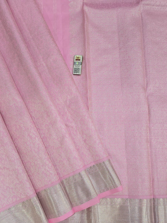 Pastel Jacquard Pure Kanchipuram Silk Saree | 1g Gold Zari | Silk Mark Certified