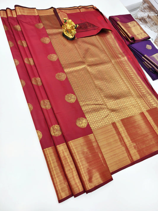 Kanchi Fancy Semi Silk Saree | Maroon Saree