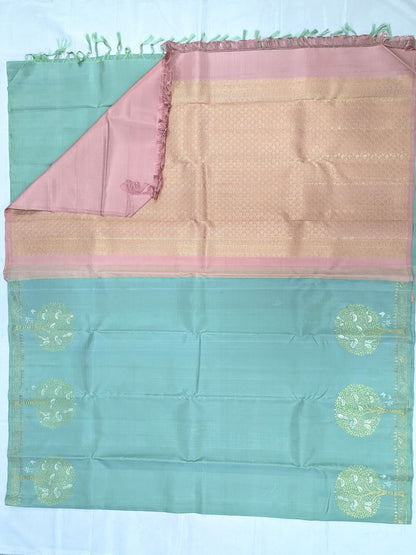 Pure Kanchipuram Silk Saree With Turning Border | 1G Zari | Silk Mark Certified