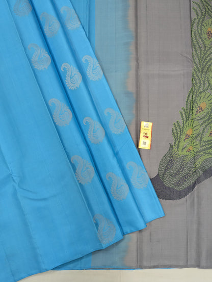 Pure Kanchipuram Silk Saree | Peacock Weave Pallu | 1G Zari | Silk Mark Certified