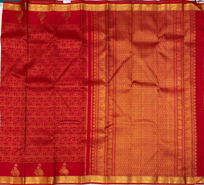 Handloom Kanchipuram Silk Saree – Classic Red with Gold Zari